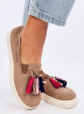 Espadrile maro slip-on cu franjuri
