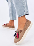 Espadrile maro slip-on cu franjuri