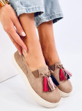 Espadrile maro slip-on cu franjuri