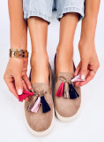 Espadrile maro slip-on cu franjuri