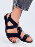 Sandale negre metalice cu toc