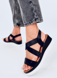 Sandale negre metalice cu toc