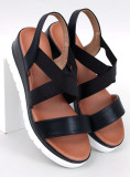 Sandale negre metalice cu toc