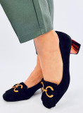 Pantofi negri cu toc color cupru