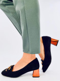 Pantofi negri cu toc color cupru