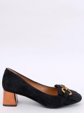 Pantofi negri cu toc color cupru