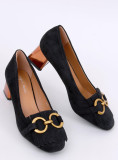 Pantofi negri cu toc color cupru