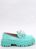 Mocasini verzi cu cristale decorative