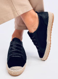Espadrile cu șireturi din piele întoarsă negre