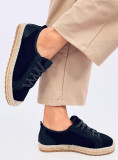 Espadrile cu șireturi din piele întoarsă negre
