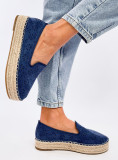 Espadrile albastre din piele întoarsă perforată