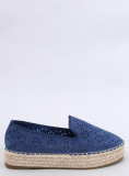 Espadrile albastre din piele întoarsă perforată