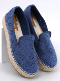 Espadrile albastre din piele întoarsă perforată