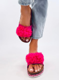 Șlapi cu flori roz fucsia