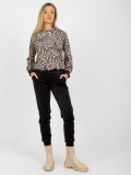 Compleu velur bej-negru cu hanorac cu model de leopard RUE PARIS