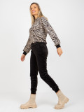 Compleu velur bej-negru cu hanorac cu model de leopard RUE PARIS