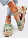 Espadrile verde deschis cu partea superioară din dantelă