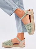 Espadrile verde deschis cu partea superioară din dantelă