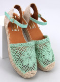 Espadrile verde deschis cu partea superioară din dantelă