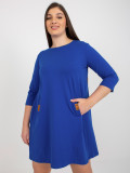 Rochie mini kobalt plus size cu buzunare Dalen