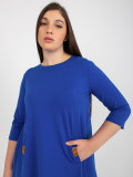 Rochie mini kobalt plus size cu buzunare Dalen
