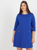 Rochie mini kobalt plus size cu buzunare Dalen