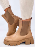 Botine înalte de culoare bej