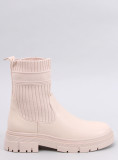 Botine bej deschis cu partea superioară elastică