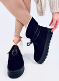 Cizme de zăpadă de culoare neagră cu blană artificială