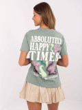 Tricou confortabil verde pistachio cu mâneci scurte