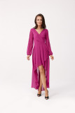 Rochie maxi asimetrică cu mâneci lungi, în nuanță violet episcopal