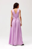 Rochie maxi din satin cu trandafir decorativ, lila