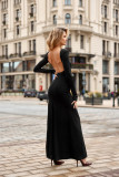 Rochie cu spate decupat, neagră