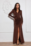 Rochie maxi în culoare maro
