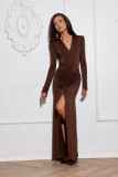 Rochie maxi în culoare maro