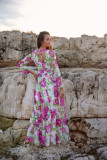 Rochie lungă cu model și legare la spate Nicole