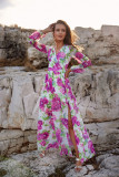 Rochie lungă cu model și legare la spate Nicole
