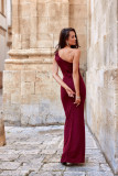 Rochie maxi Esmeralda în culoare bordo