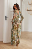 Rochie maxi din șifon cu legare la spate – bej