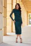 Rochie din dantelă verde, lungime 7/8