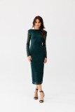 Rochie din dantelă verde, lungime 7/8