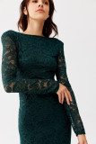 Rochie din dantelă verde, lungime 7/8