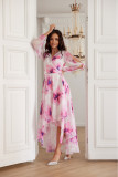Fiorella – rochie midi din șifon cu legare în talie