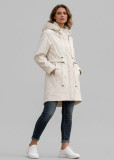 Parka ecru de primăvară cu glugă mare