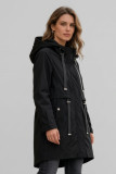 Parka neagră de primăvară cu glugă mare