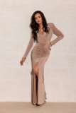 Rochie maxi în nuanță cappuccino