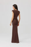 Noelia – rochie maxi în culoare maro