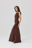 Noelia – rochie maxi în culoare maro