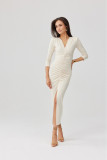 Rochie midi în culoare vanilie Mireya