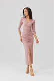 Rochie midi Mireya în nuanță roz închis